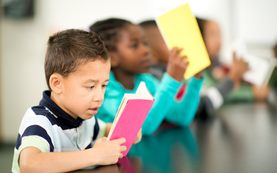 students reading