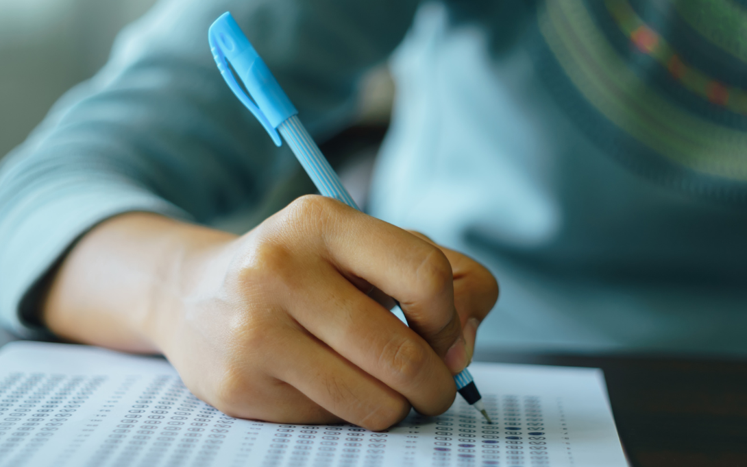 Student filling in bubbles on standardized test